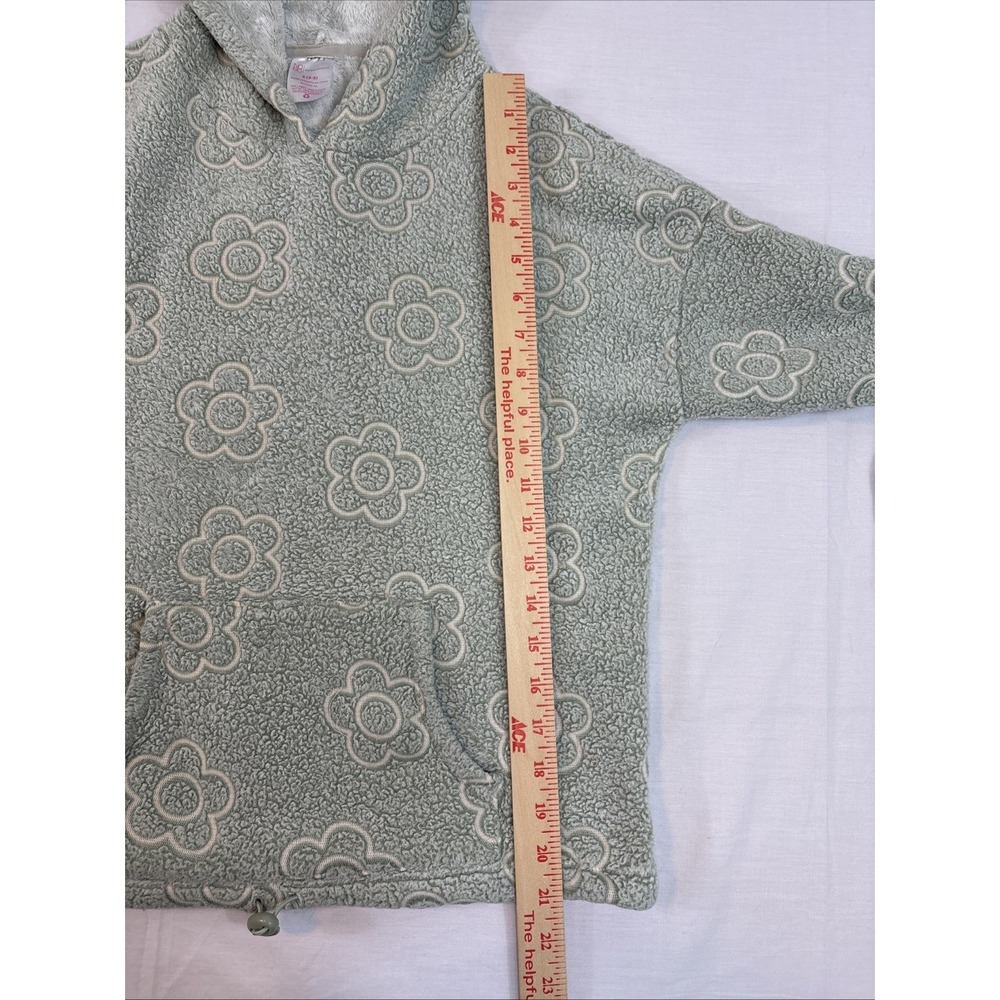 NO BOUNDARIES Pullover Hoodie Women/Jr Sz S 3-5 Green Flower Fleece Cinch-Waist - Picture 13 of 16